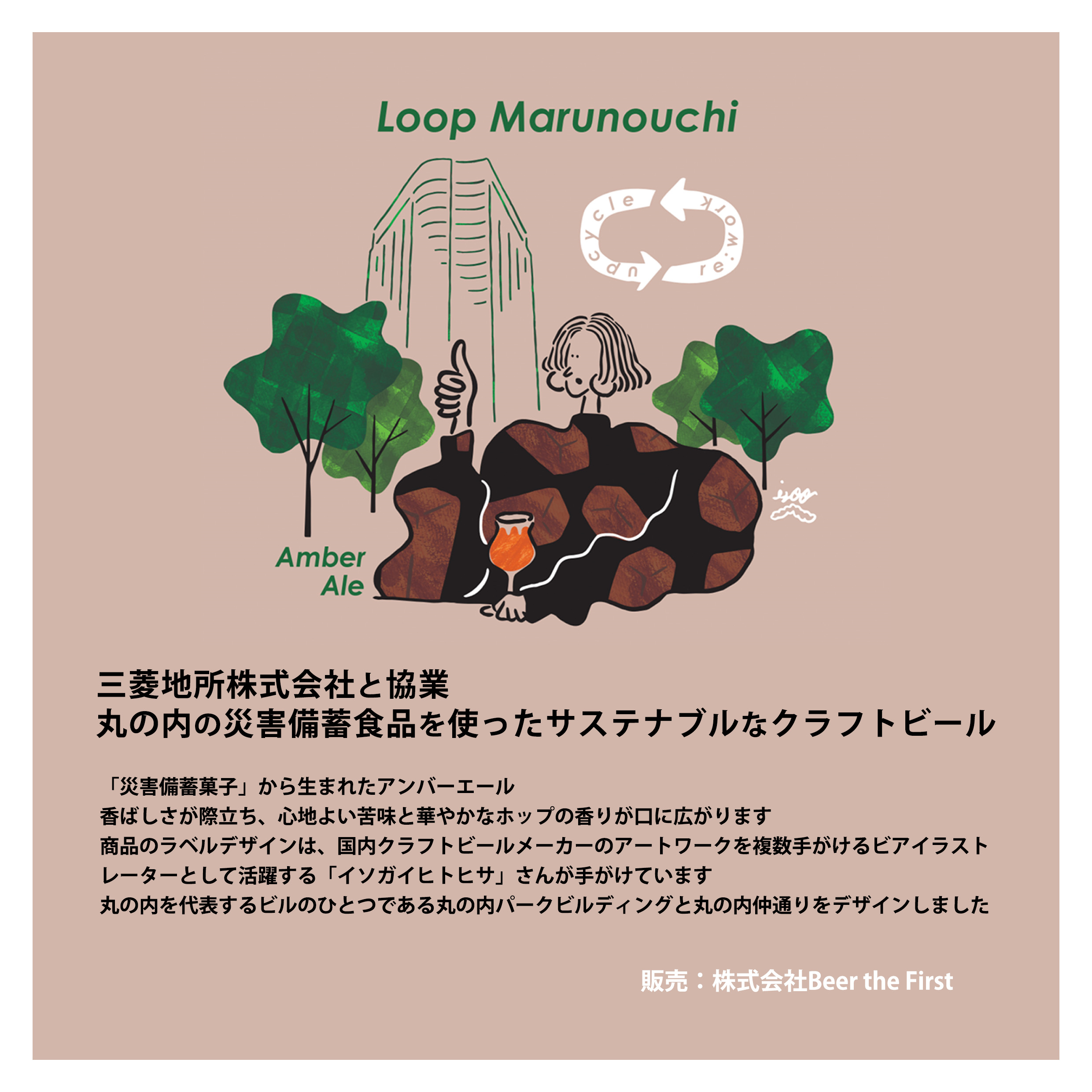 【EVENT】三菱地所保有ビルの災害備蓄食品から作ったクラフトビール「Loop Marunouchi」提供スタート！（2023/7/1〜）のイメージ画像